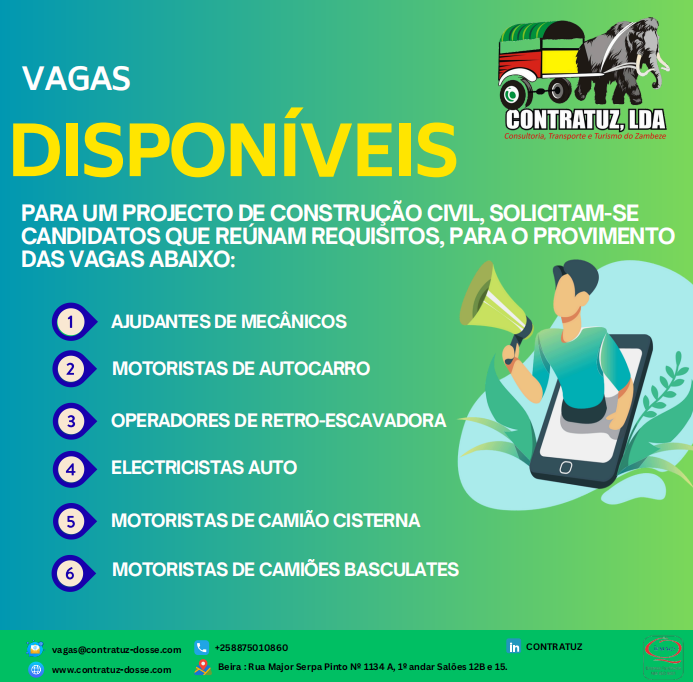 A CONTRATUZ esta recrutar diversos Profissionais