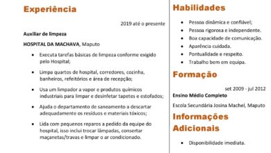 Currículo Para Auxiliar de Limpeza Pronto em Word