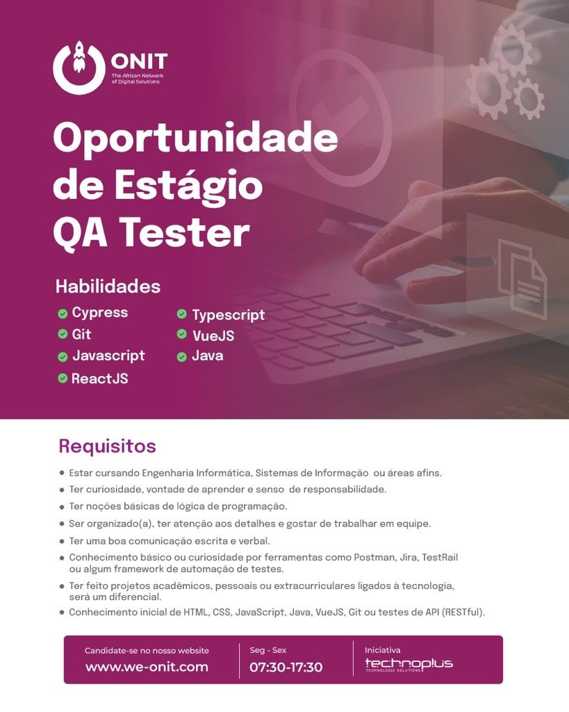 Vaga de Estágio em QA Tester