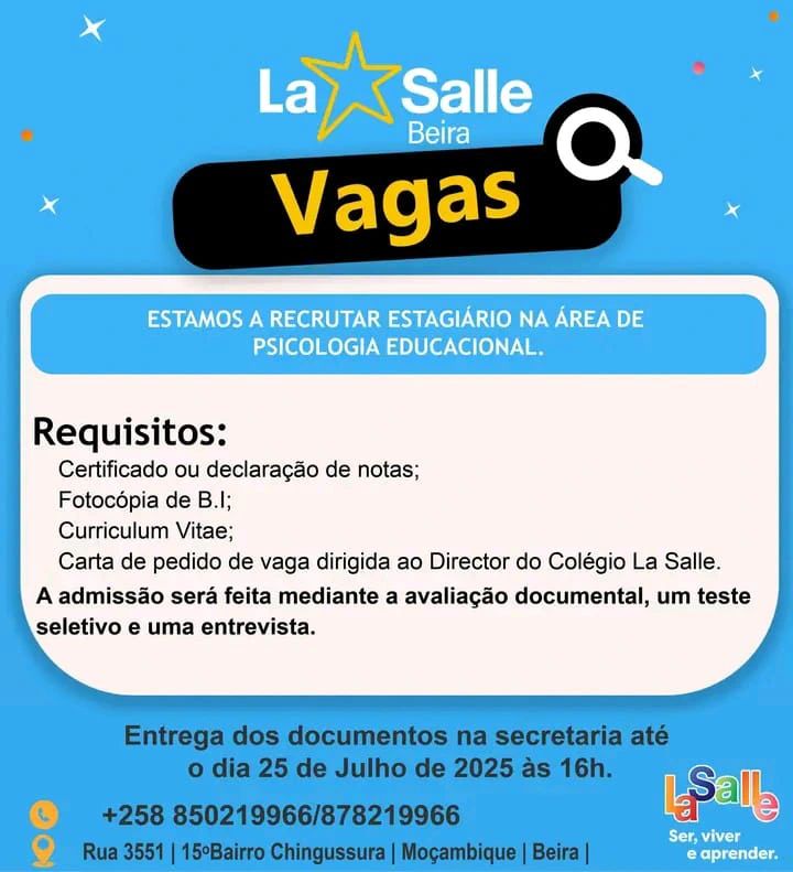 Vaga – Estagiário na área de Psicologia Educacional