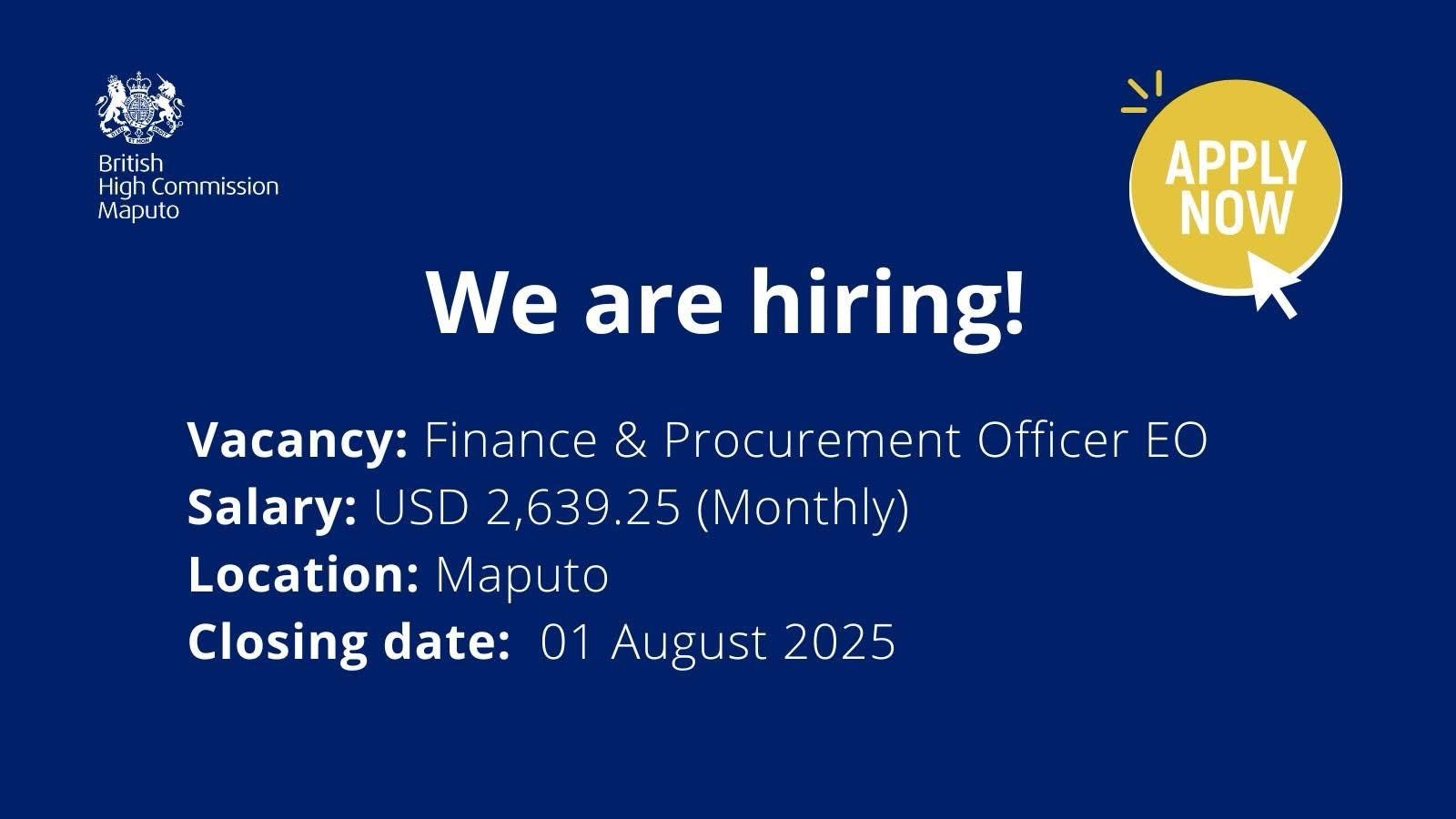 Vaga – Finance & Procurement Officer (EO)