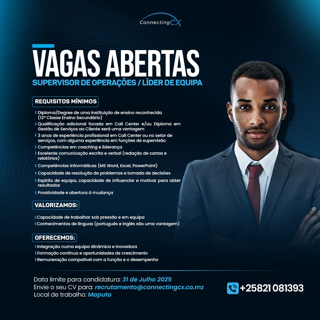 Vaga – Supervisor de Operações / Líder de Equipa