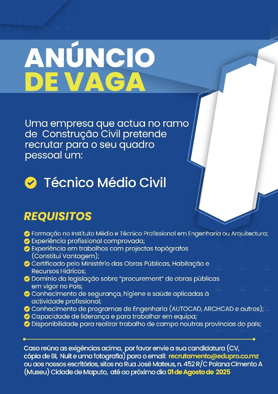 Vaga – Técnico Médio Civil