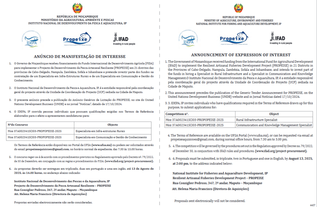 Vagas – Especialista em Infra-Estrutura Rurais e Especialista em Comunicação e Gestão de Conhecimento