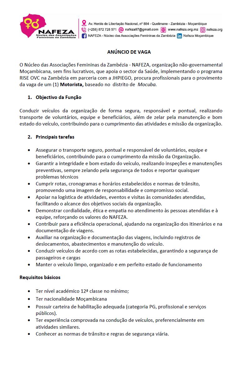 Vaga – (1) Motorista