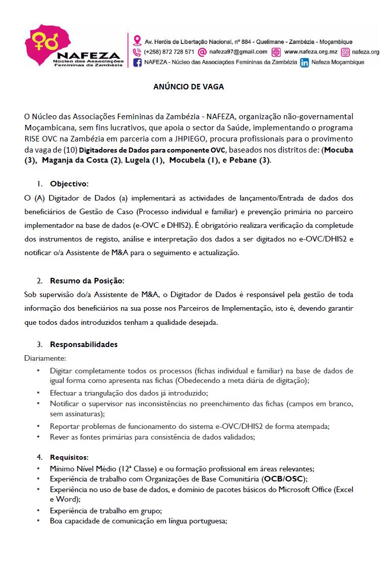 Vagas – (10) Digitadores de Dados para componente OVC