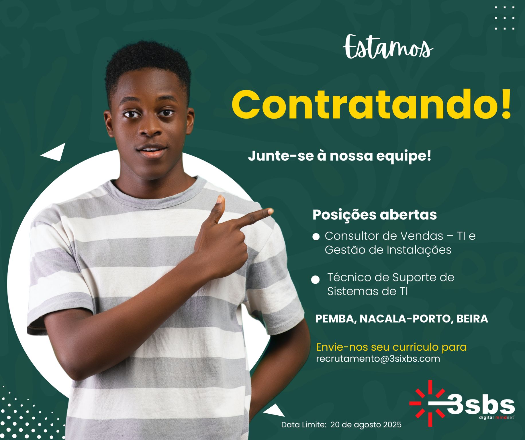 A 3SIX Business Solutions, Abre (02) Vagas de emprego – (01) Consultor de Vendas – TI e Gestão de Instalações, (01) Técnico de Suporte de Sistemas de TI