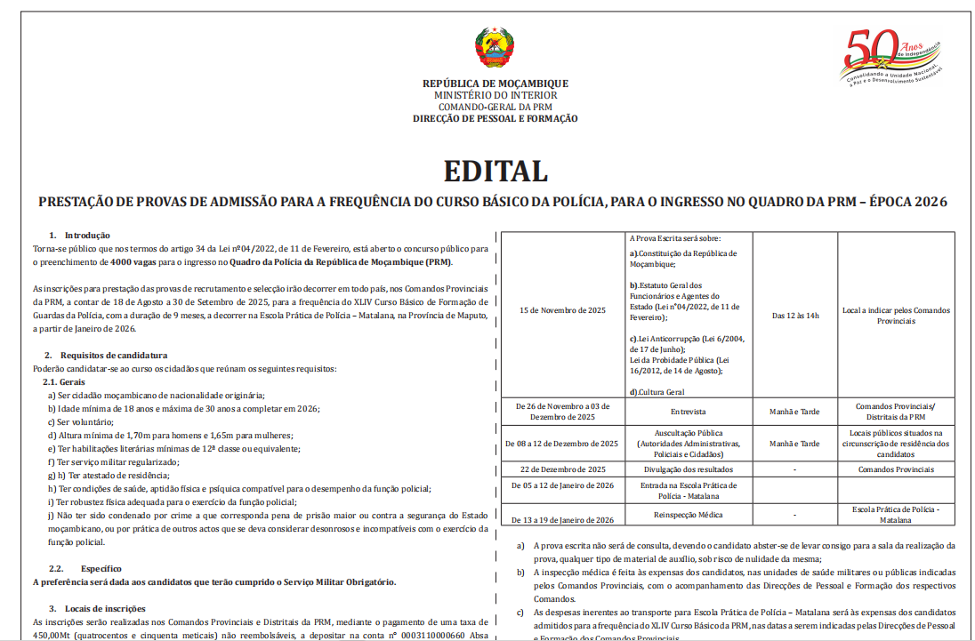 Edital PRM 2025 – 4000 Vagas no Curso Básico da Polícia (PRM)