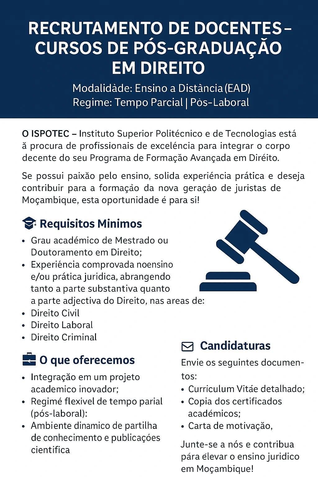 Recrutamento De Docentes – Cursos De Pós-Graduação Em Direito