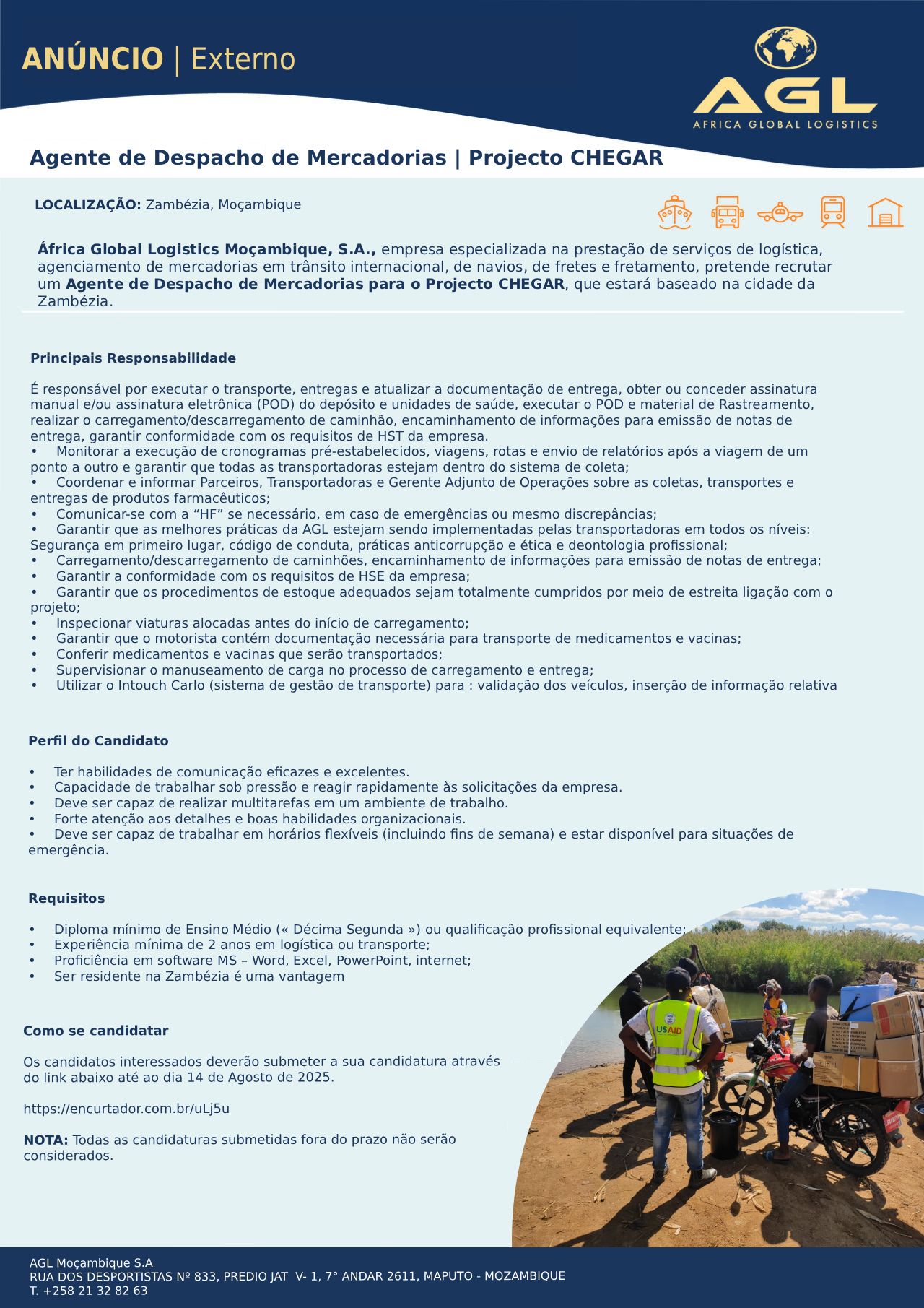 Vaga – Agente de Despacho de Mercadorias – Zambezia (M/F)