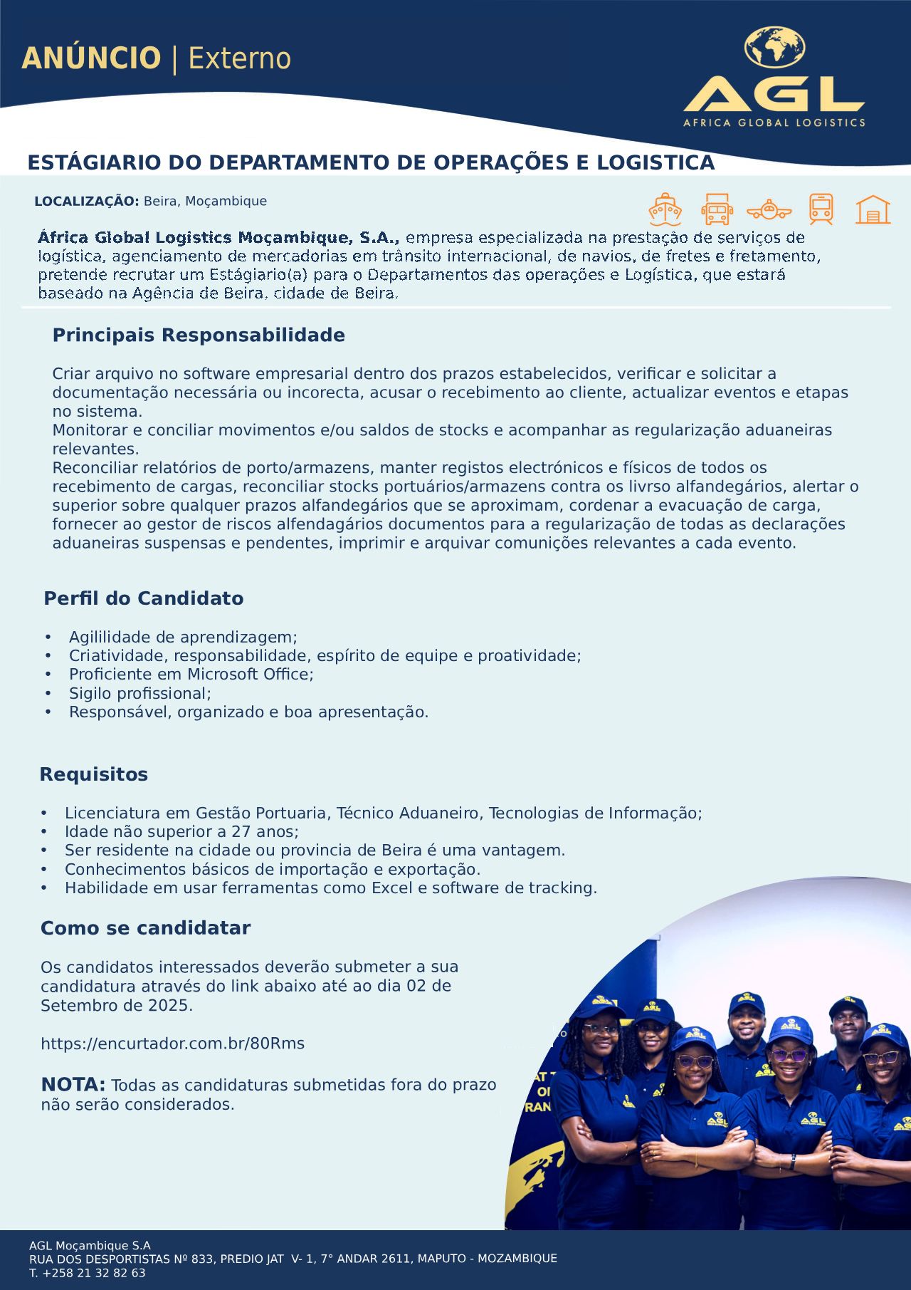 Vaga – Estagiário(a) para o departamento de Operações