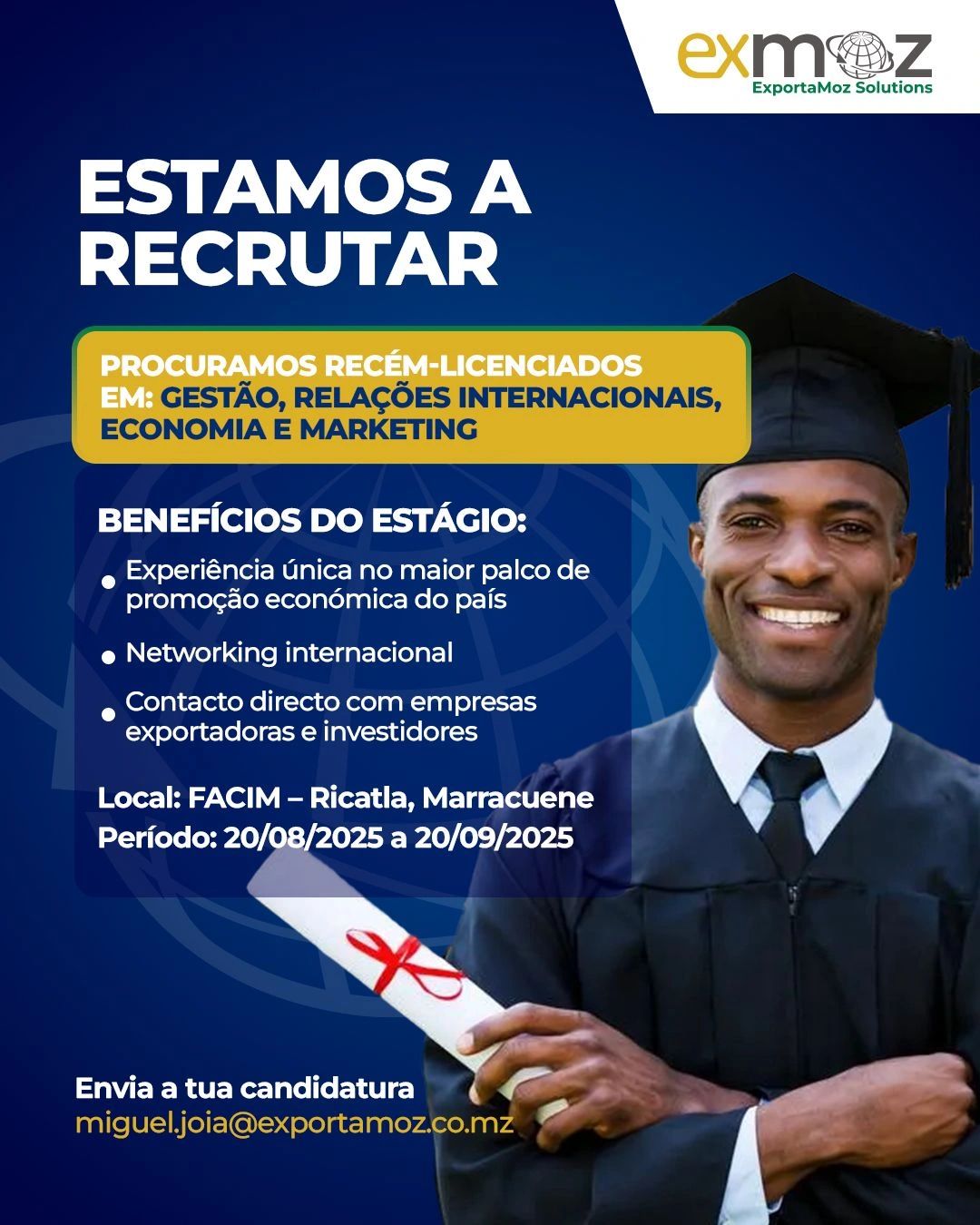 Vaga – Estágio para recém-licenciados em Gestão, Relações Internacionais, Economia e Marketing