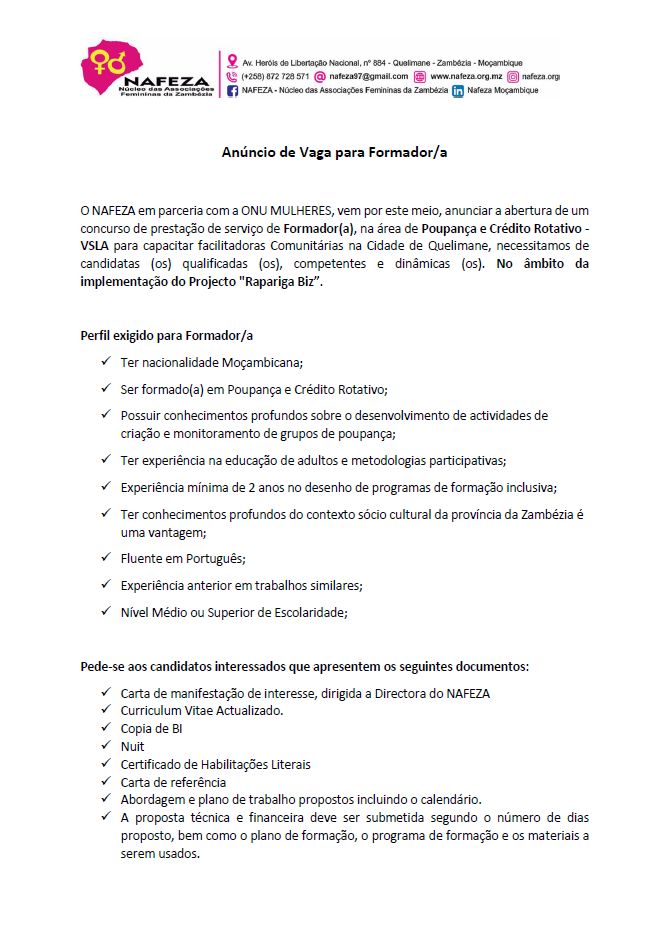 Vaga –  Formador(a), na área de Poupança e Crédito Rotativo