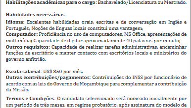 Vaga – Intérprete/Tradutor de Língua Local em Regime de Contrato