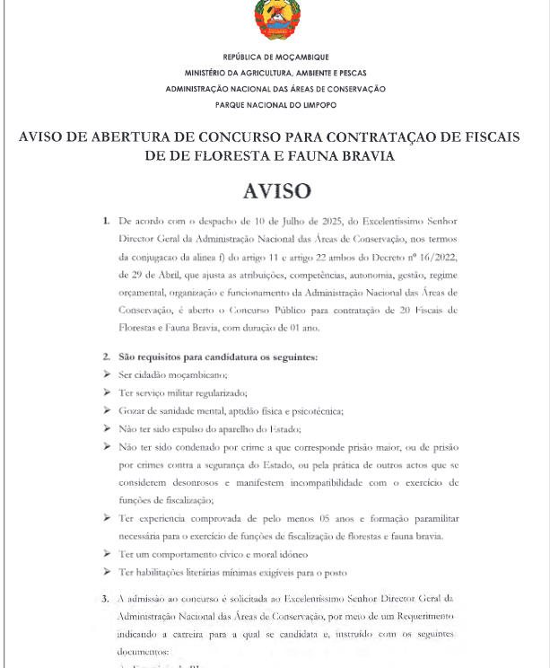 Vagas – (20) Fiscais de Floresta e Fauna Bravia