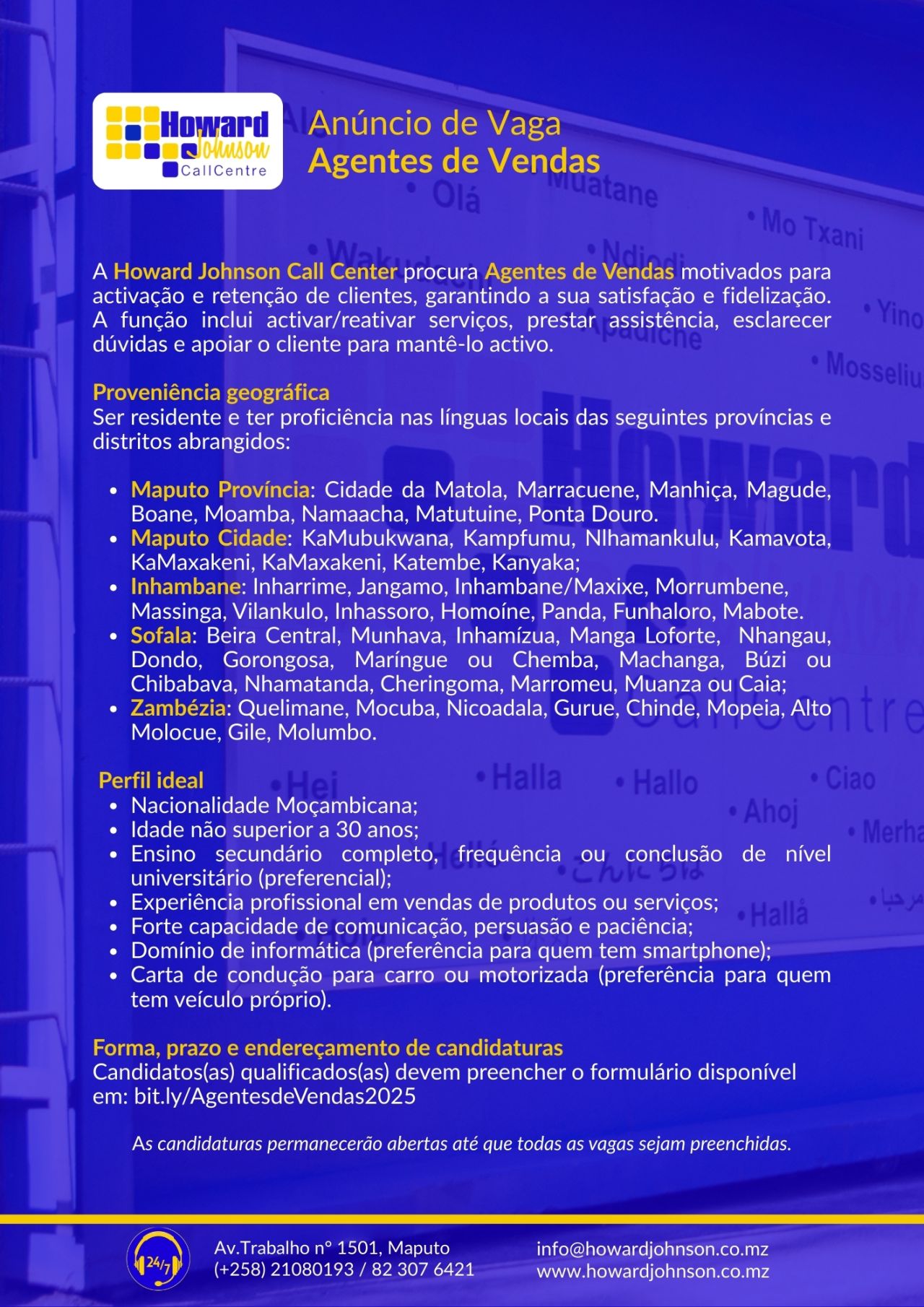 Vagas – Agentes de Vendas