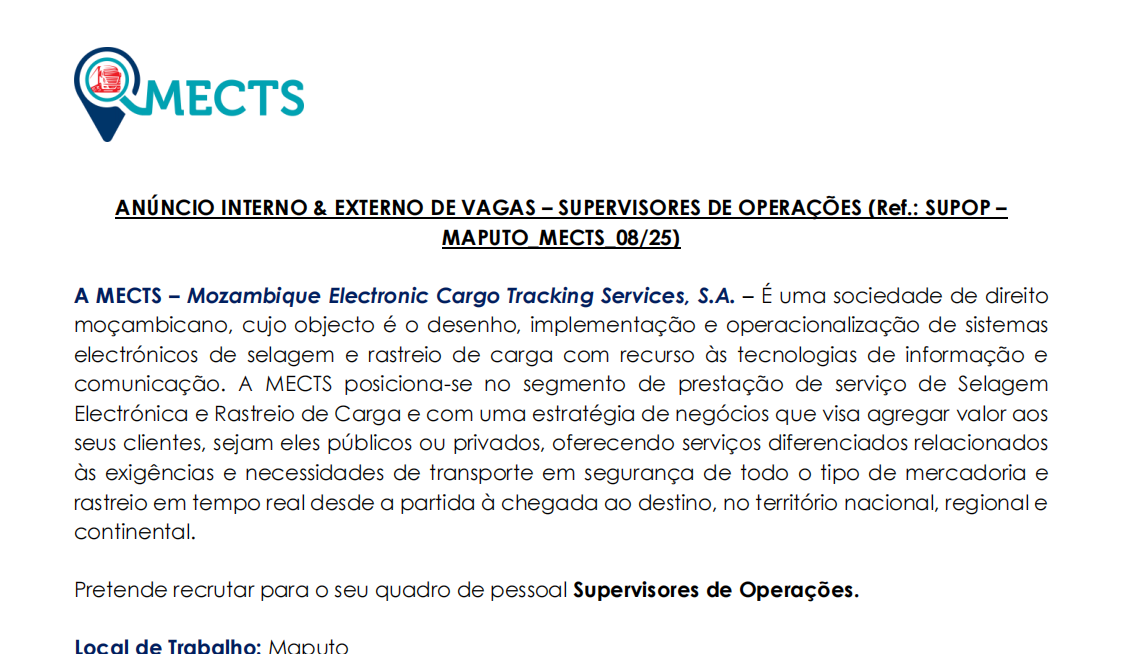 Vagas – Supervisores de Operações