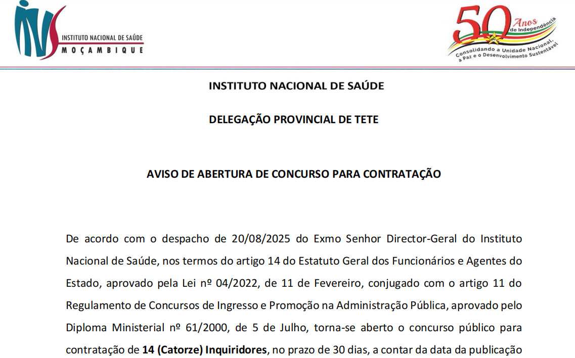 Vagas – 14 (Catorze) Inquiridores