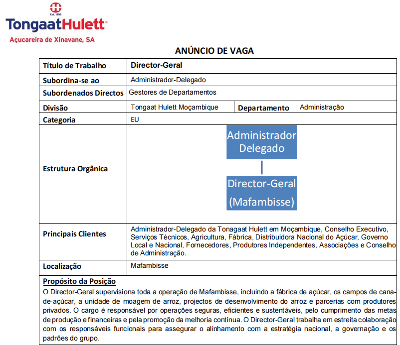 Vaga – Director-Geral