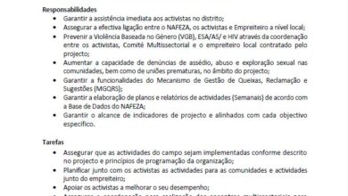 vagas – Supervisor de Campo – ( Nicoadala (1) e Lugela (1))