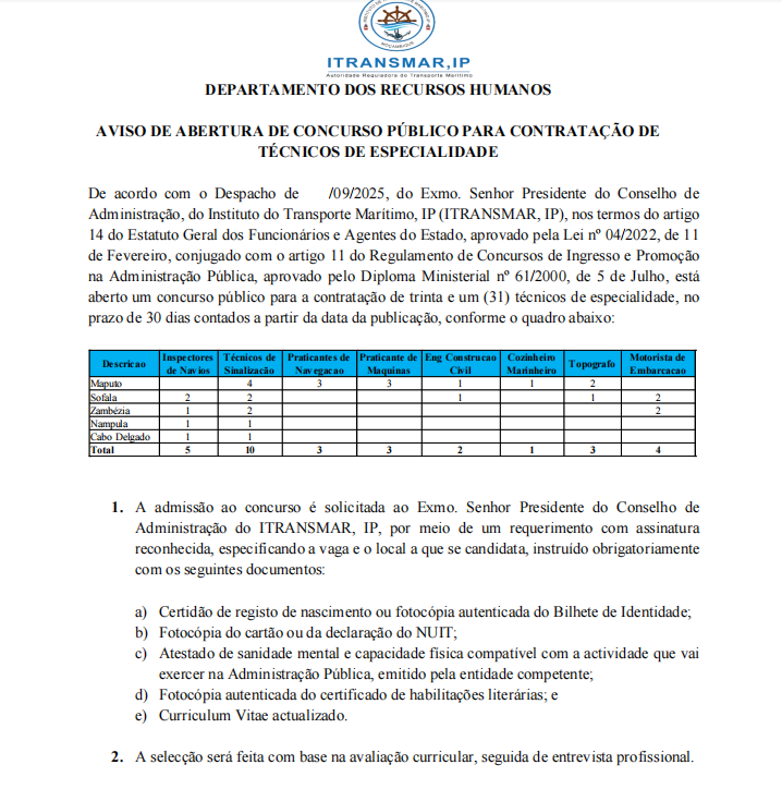 Vagas  – (10) Técnicos de Sinalização