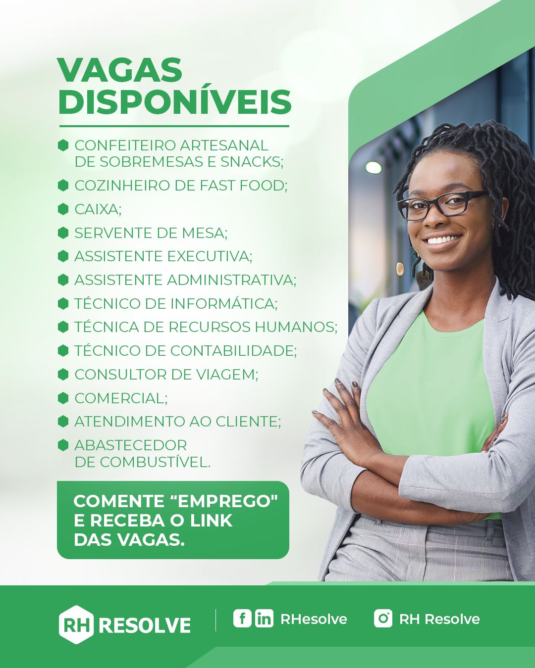 A Rh Resolve abre Vagas em 13 áreas de Trabalho