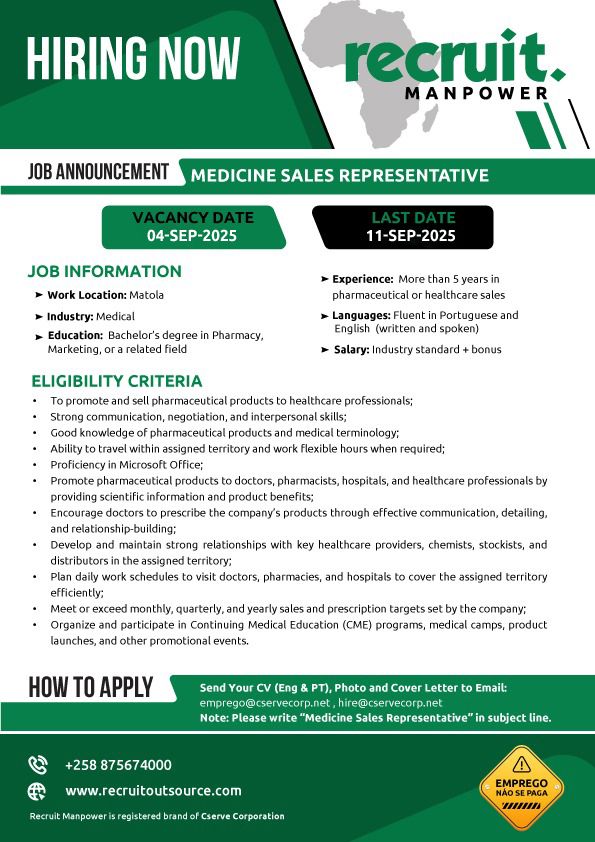 VAGA – MEDICINE SALES REPRESENTATIVE