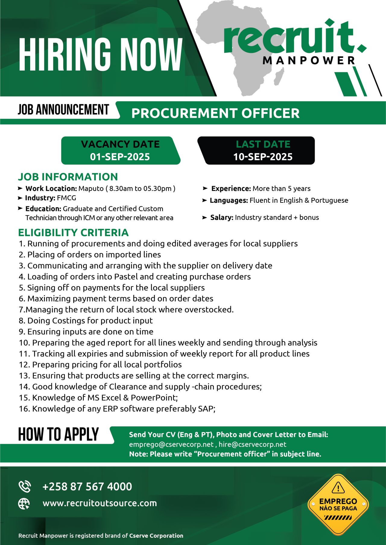 VAGA – PROCUREMENT OFFICER