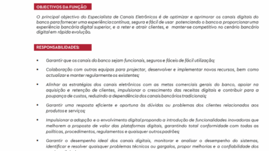 Vaga – Especialista de Canais Eletrônicos