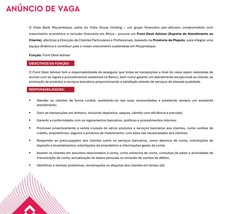 Vaga – Front Desk Adviser