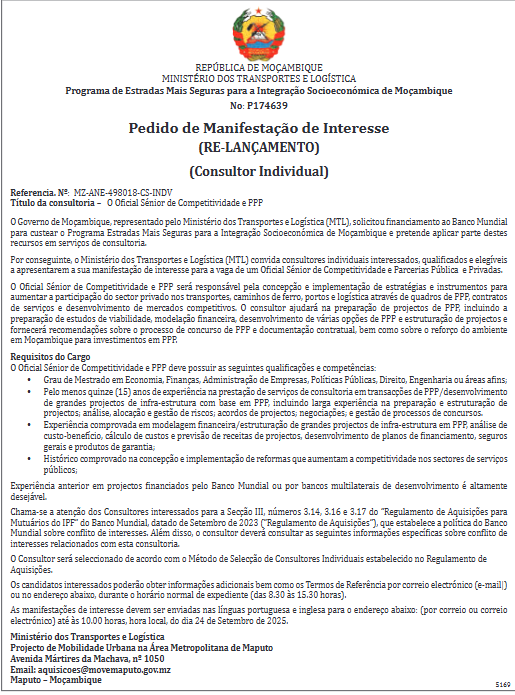 Vaga – Oficial Sénior de Competitividade e PPP