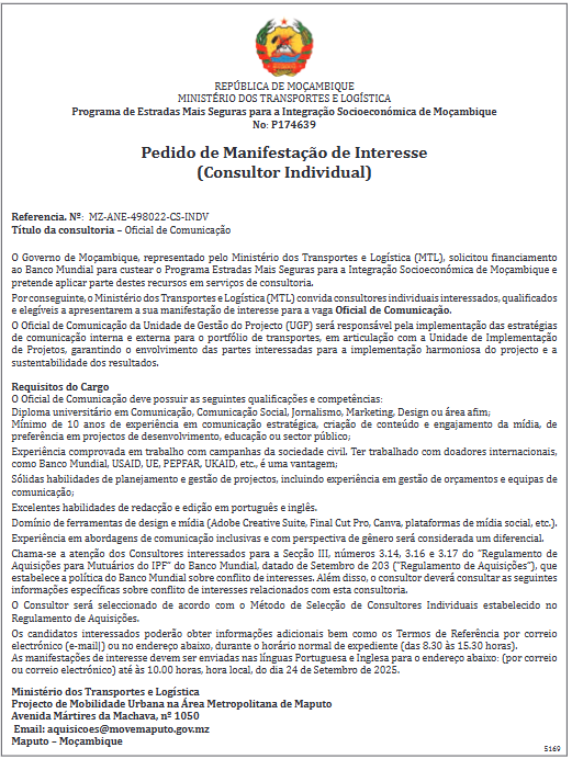 Vaga – Oficial de Comunicação