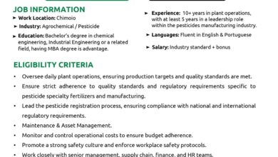 Vaga – PLANT AND LAB MANAGER