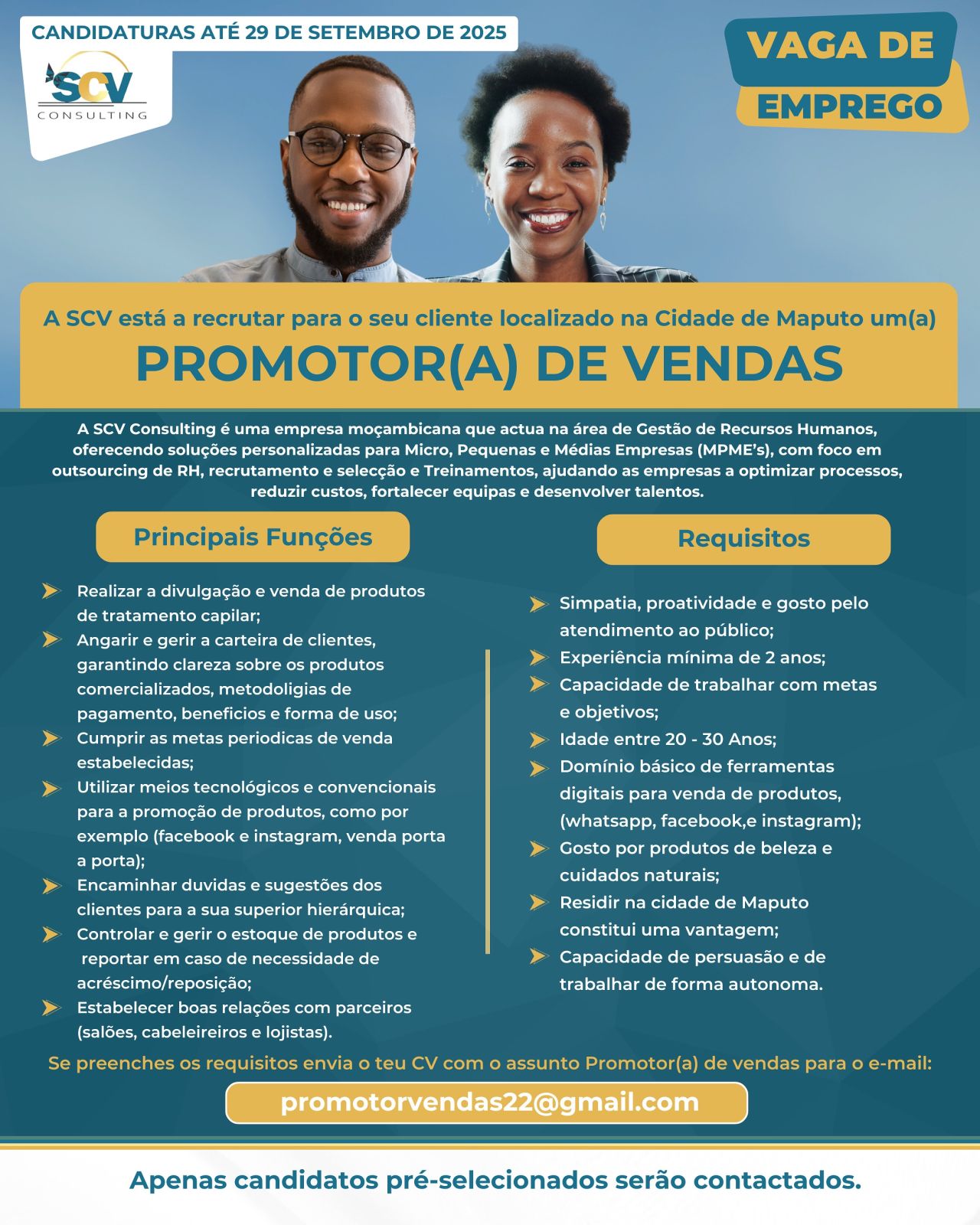 Vaga – Promotor(a) de Vendas em Maputo