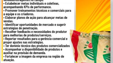 Vaga – Supervisor de vendas- Agri