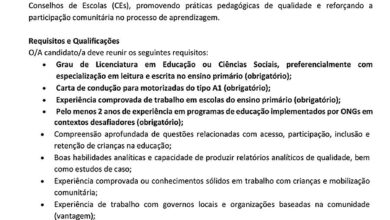 Vaga – Técnico(a) distrital de Educação do Projeto