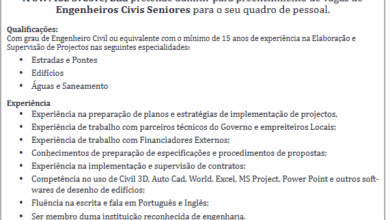 Vagas – Engenheiros Civis Seniores