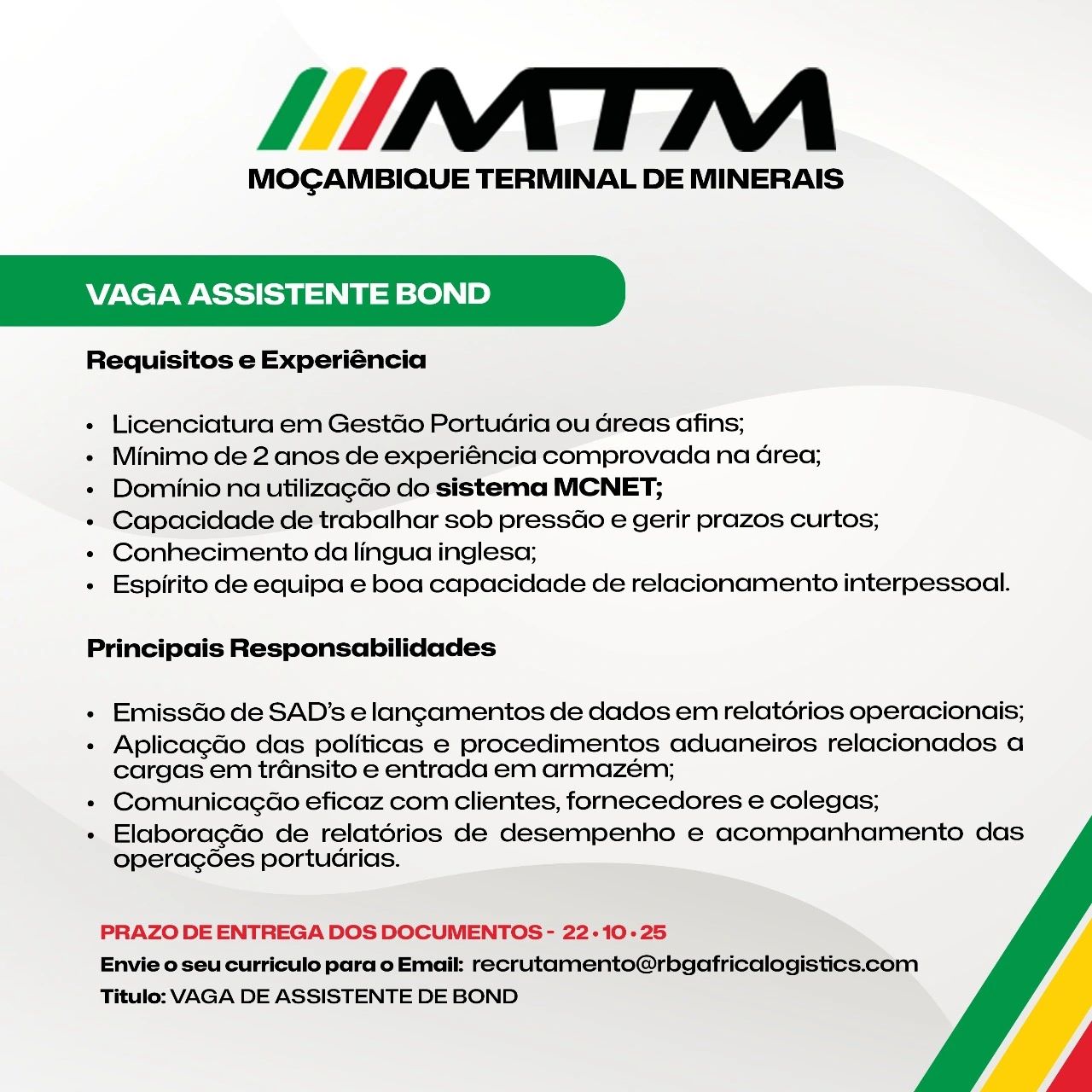 Vaga – Assistente BOND