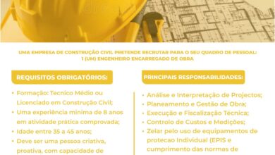 Vaga – Engenheiro Encarregado de Obra