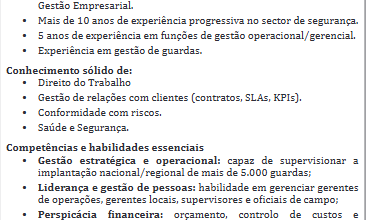 Vaga – Gestor Operativo