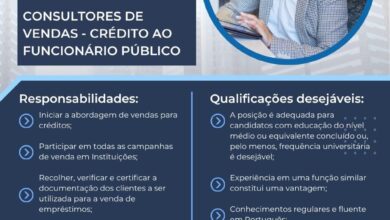 Vagas – Consultores de Vendas – Crédito ao Funcionário Público