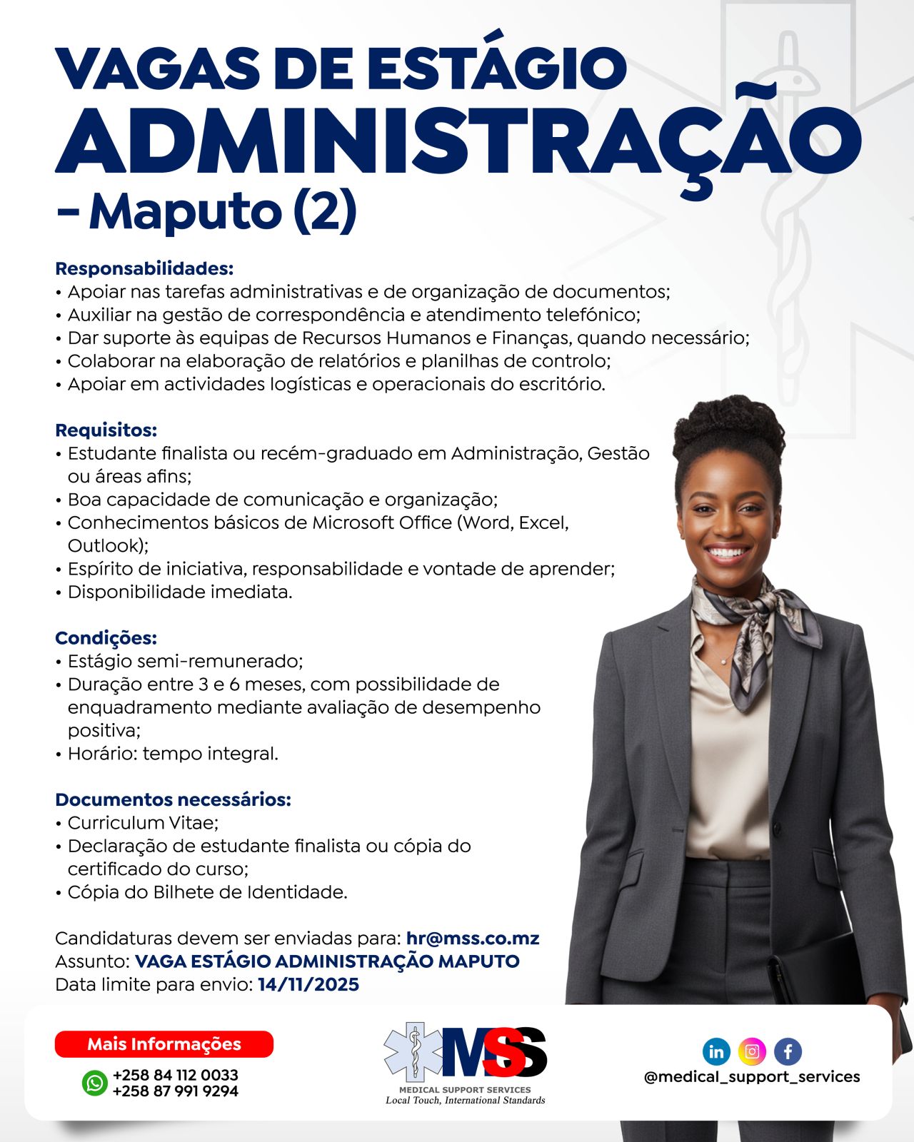 VAGAS DE ESTÁGIO – (2) ADMINISTRAÇÃO – Maputo
