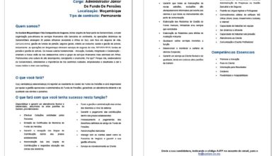 Vaga – Administrador Junior de Fundo de Pensões