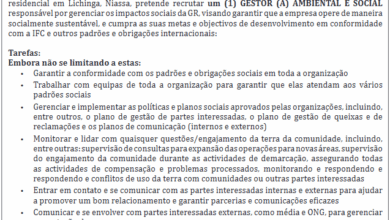 Vaga – Gestor (a) Ambiental e Social