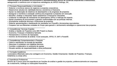 Vaga – Técnico de Monitoria e Avaliação