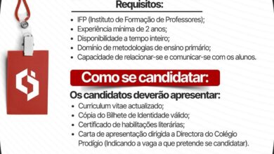 Vagas – Professores / Ensino Primário