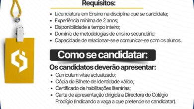 Vagas – Professores / Ensino Secundário