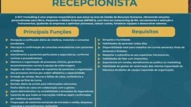 VAGA – RECEPCIONISTA – MAPUTO