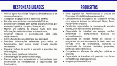 Vaga – Assistente Administrativa(o) e Financeira(o)