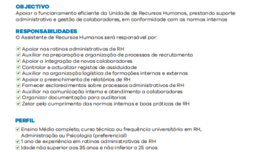Vaga – Assistente de Recursos Humanos